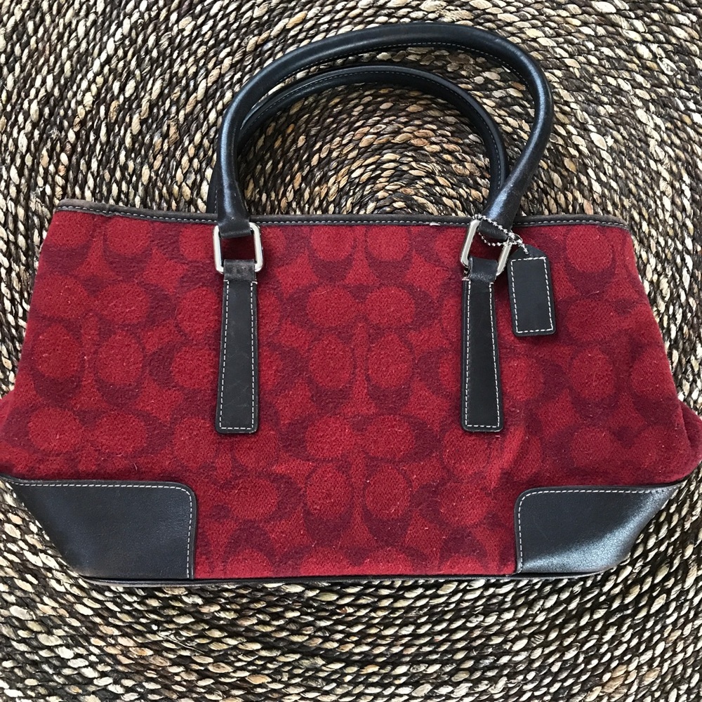Red Wool Coach Purse